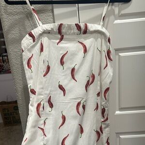 Jessica Simpson White Top with Red Floral Accents